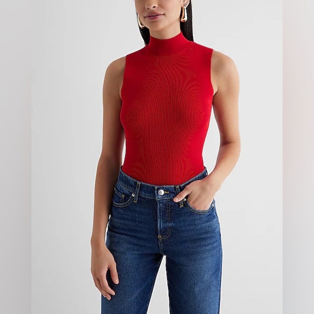 EXPRESS Red Mock Neck Sweater Tank